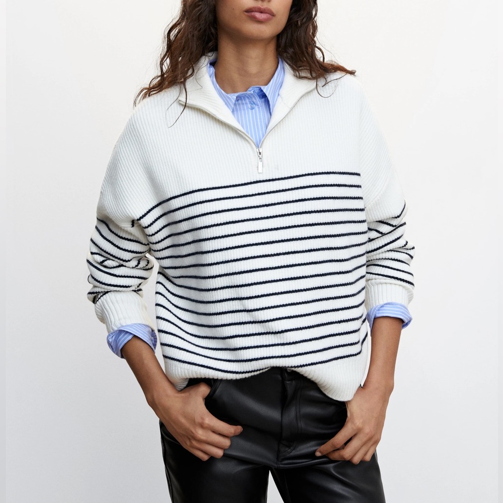 Mango Striped Knit Sweater